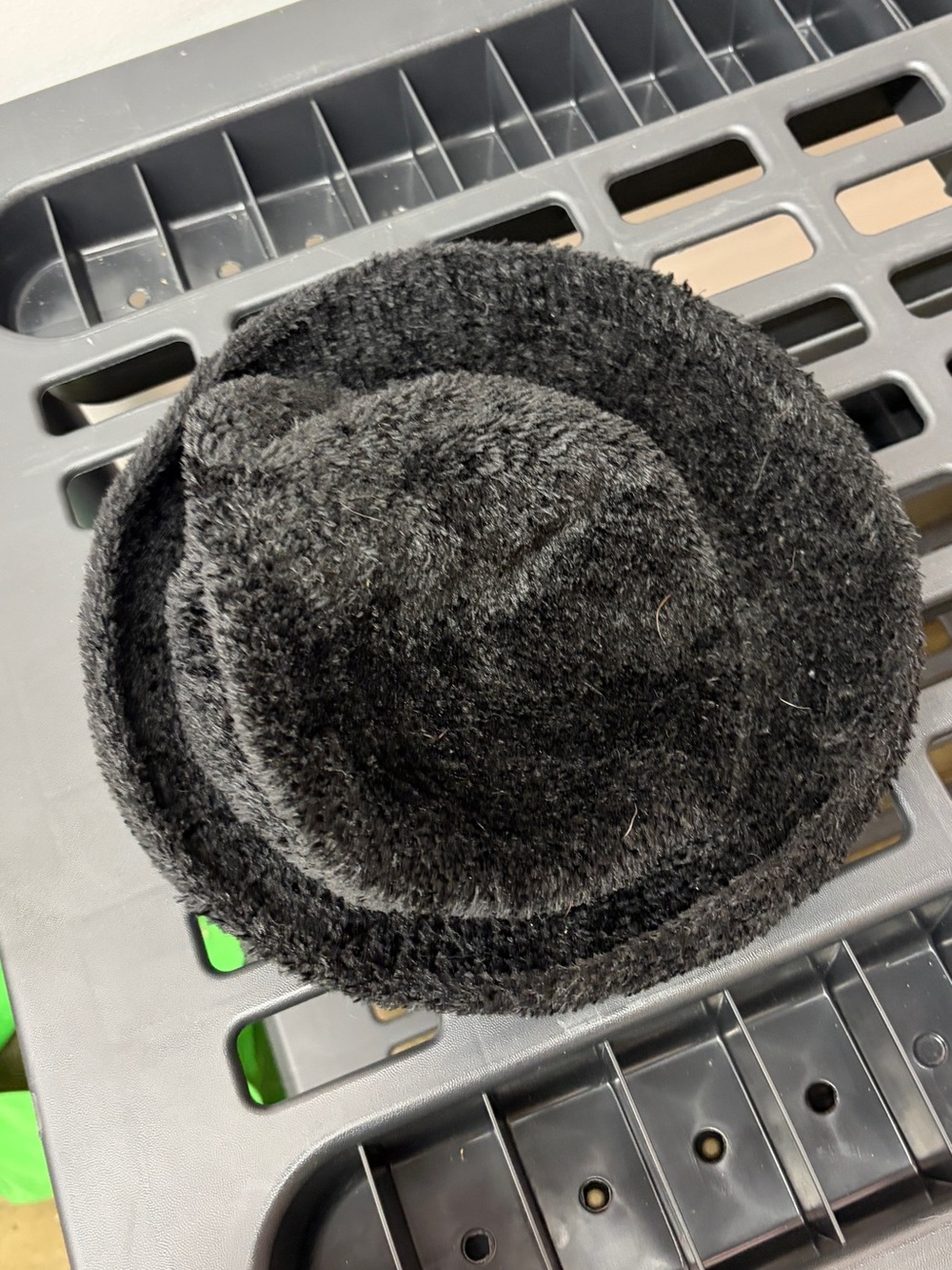 Black Faux Fur Bucket Hat